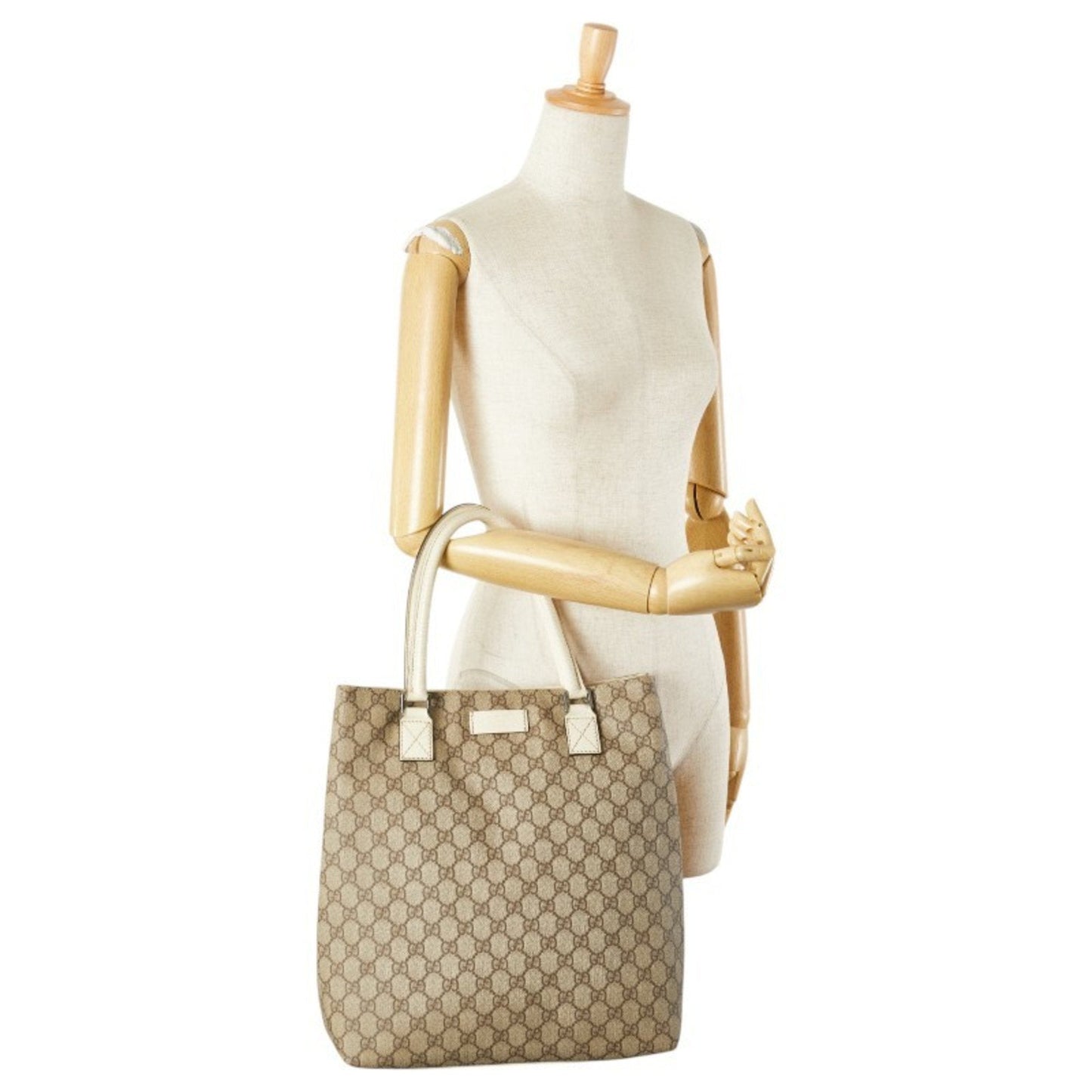 Gucci Beige Ivory Pvc Leather Handbag Tote Bag ( )