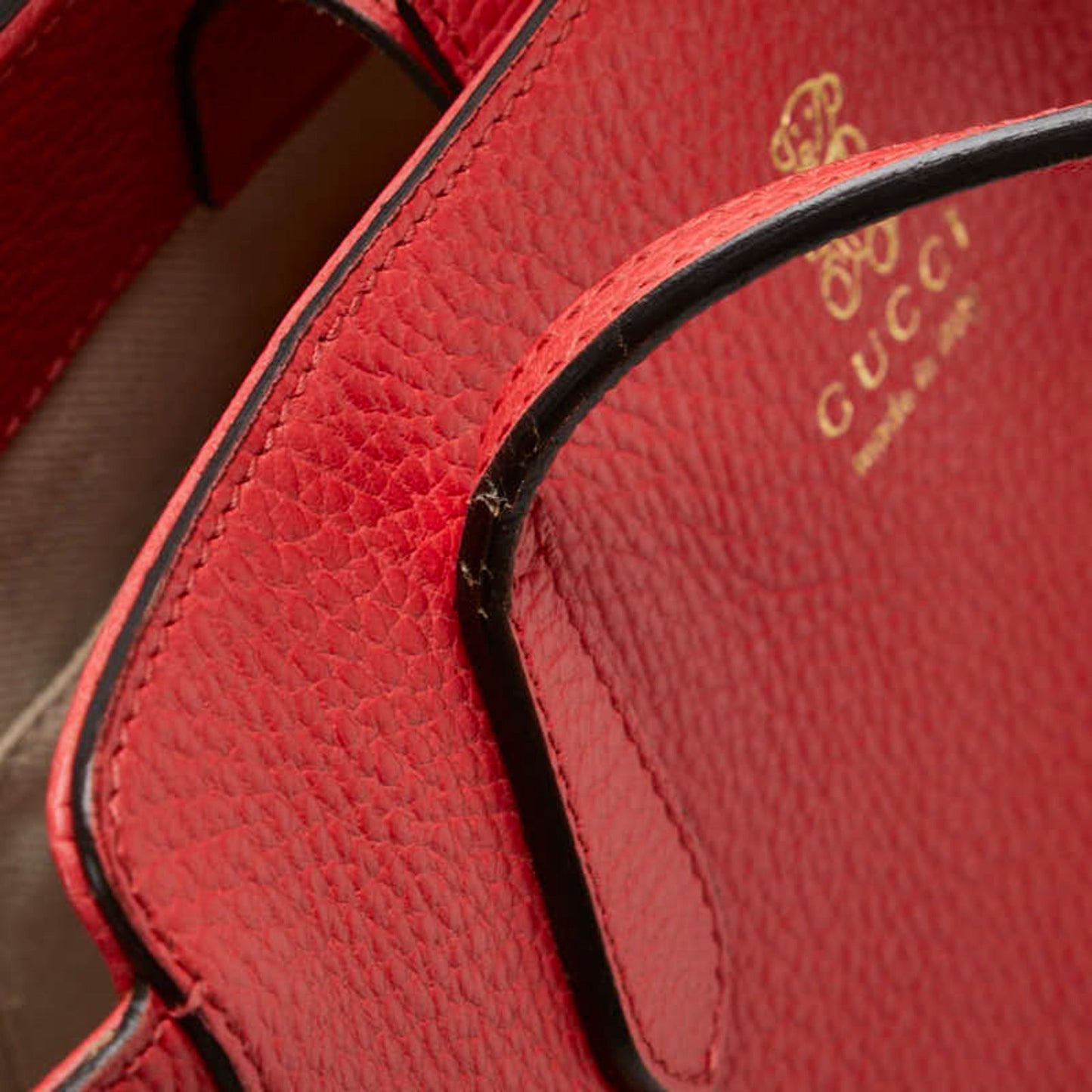 Gucci Pink Red Color Leather Handbag Tote Bag ( )