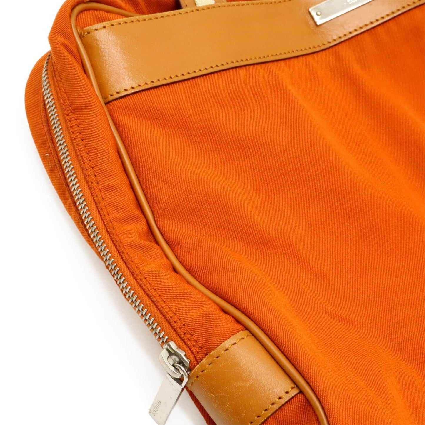 Gucci Beige Camel Orange Canvas Leather Handbag Shoulder Bag Tote Bag ( )