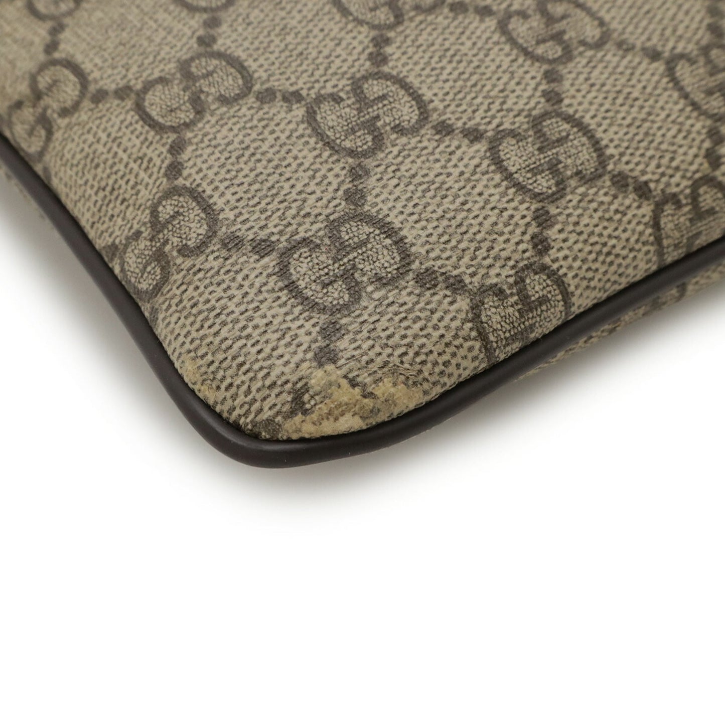 Gucci Beige Dark Brown Khaki Gg Supreme Leather Shoulder Bag ( )