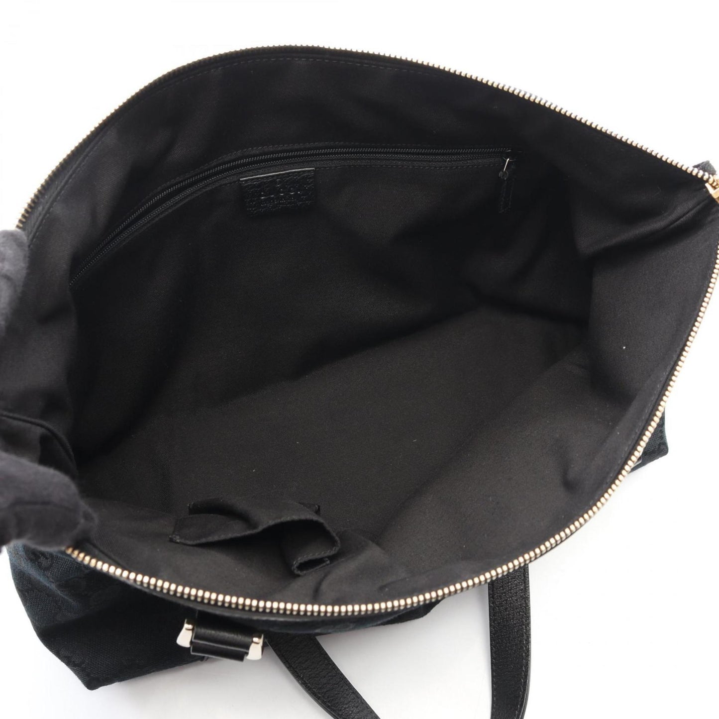 Gucci Black Gg Canvas Leather Tote Bag ( )