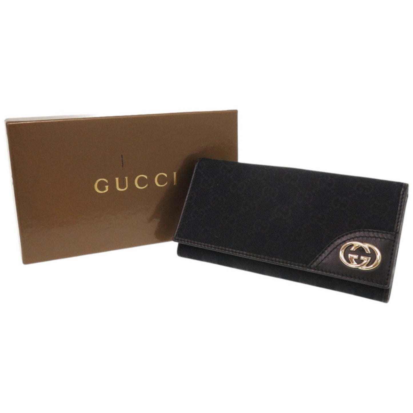 Gucci Black Gg Canvas Long Wallet (Bi-Fold) ( )