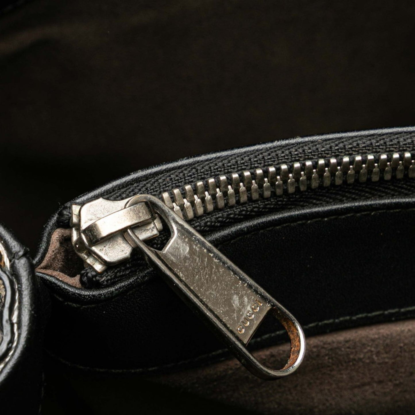 Gucci Beige Black Pvc Leather Shoulder Bag Tote Bag ( )