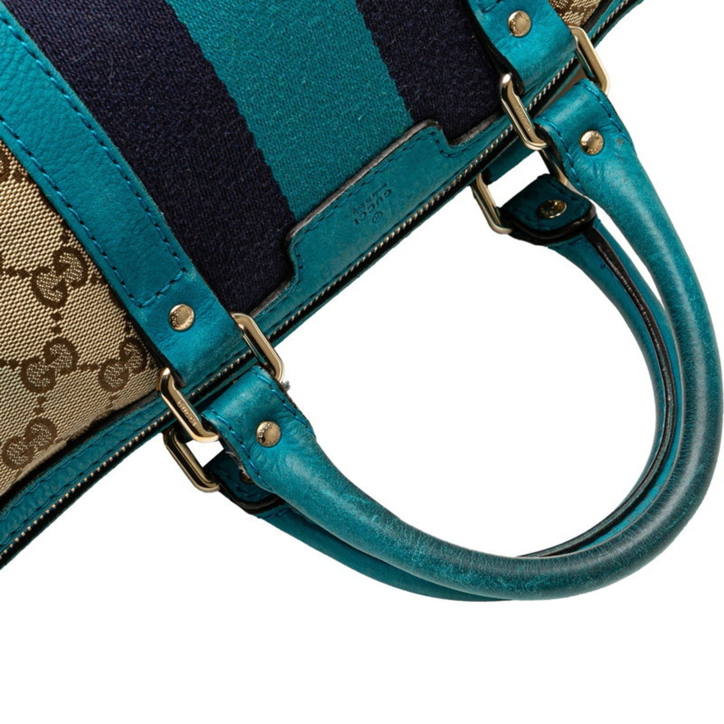 Gucci Beige Blue Gg Canvas Leather Handbag Shoulder Bag ( )