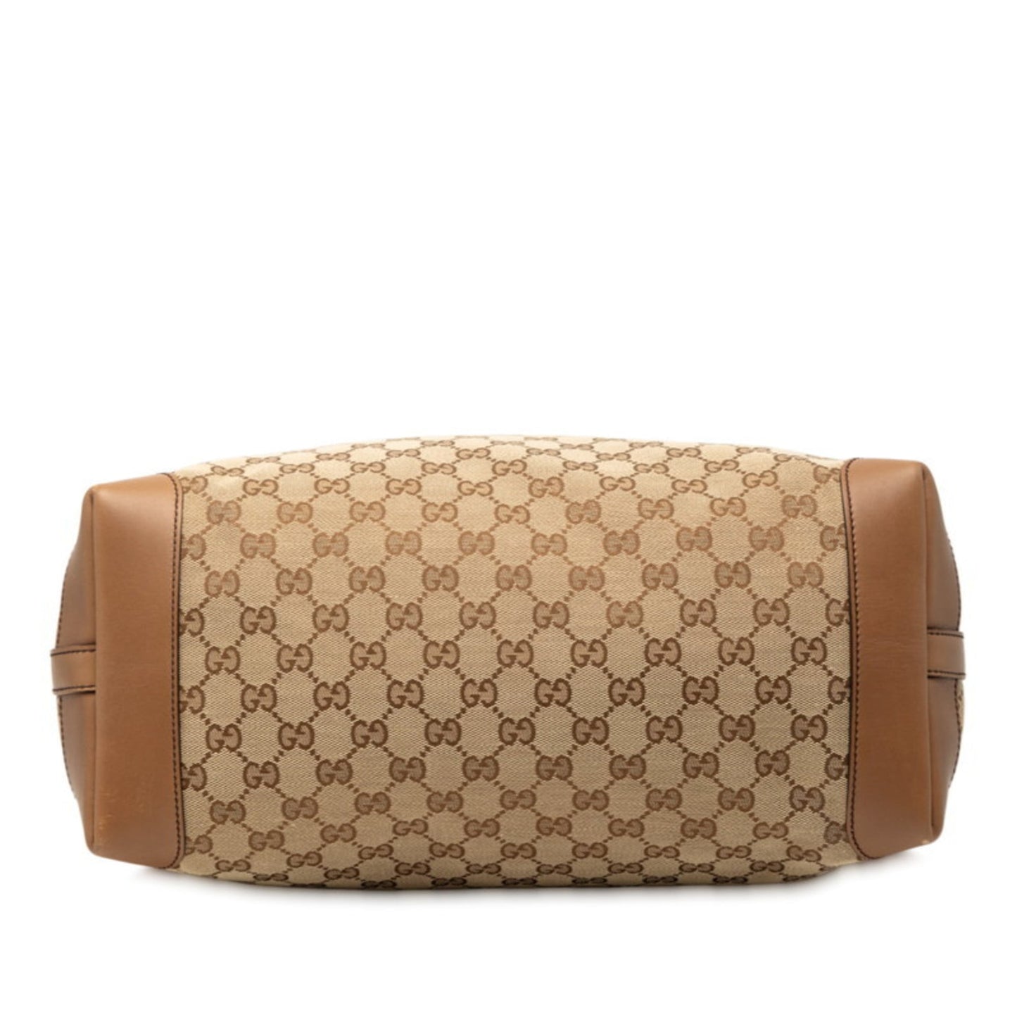 Gucci Gg Canvas Beige Brown Gg Canvas Leather Tote Bag ( )