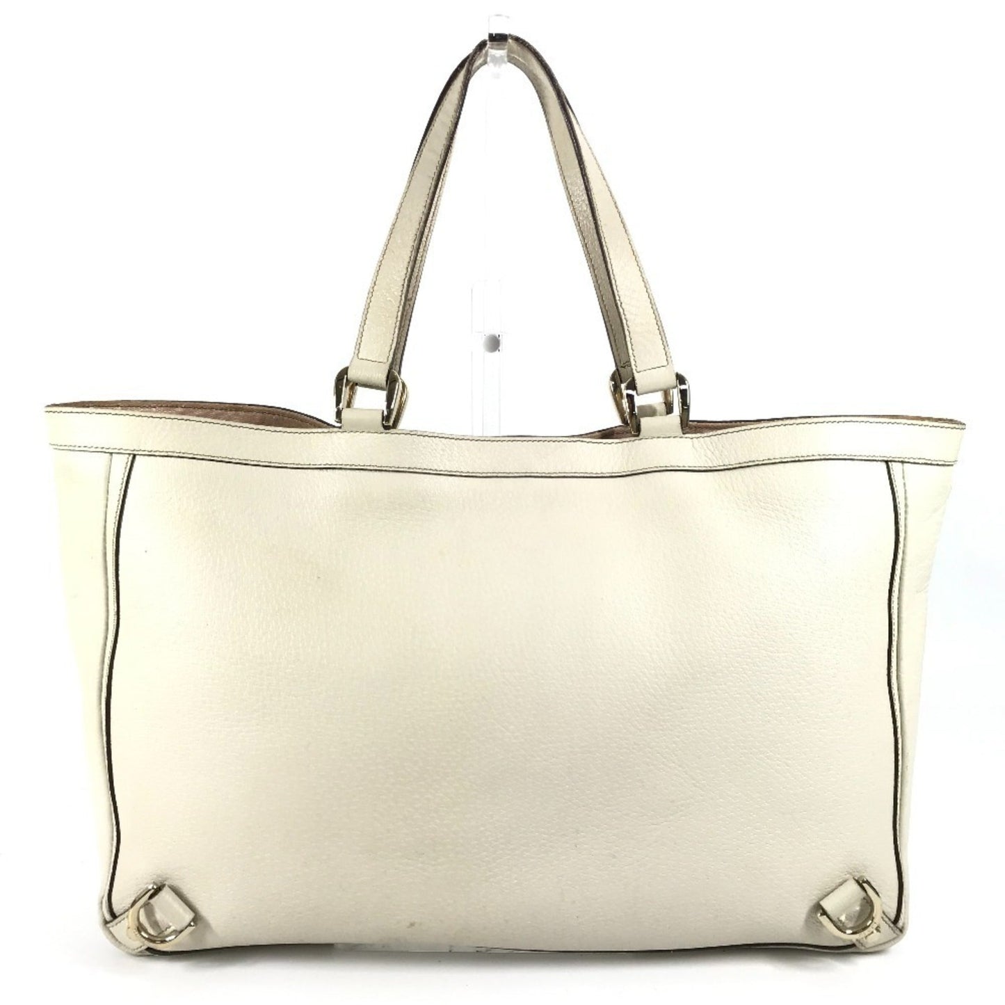 Gucci Pink White Leather Handbag Shoulder Bag Tote Bag ( )