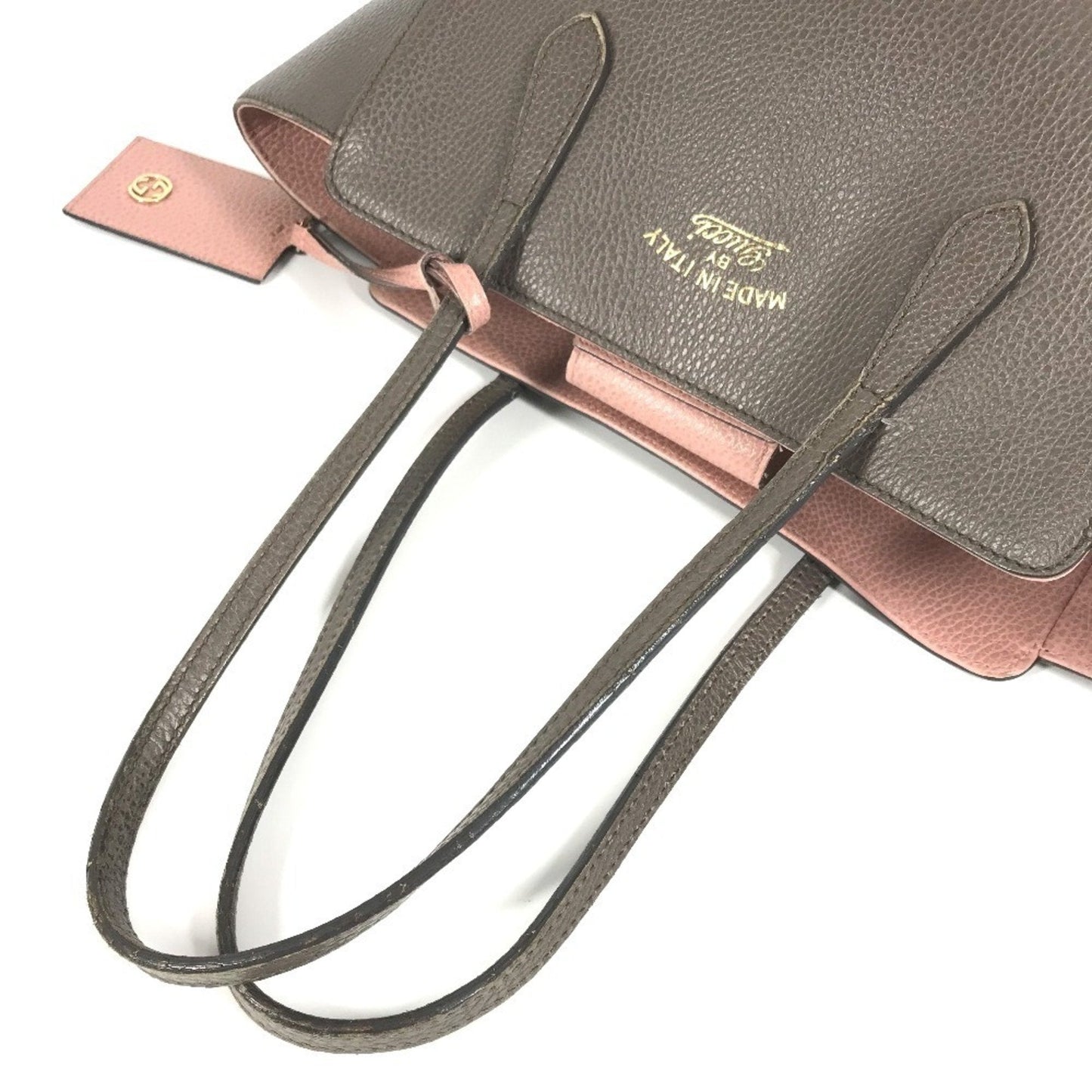 Gucci Gray Pink Leather Shoulder Bag Tote Bag ( )