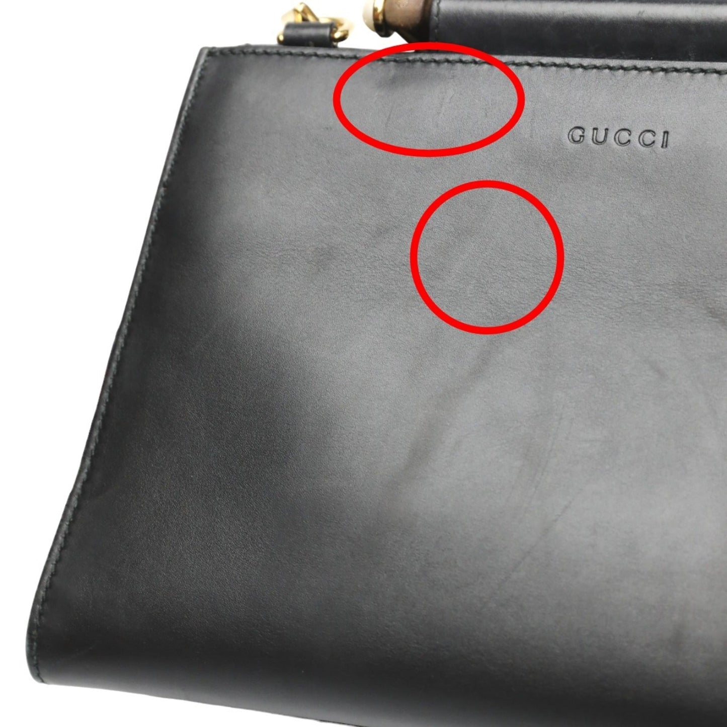 Gucci Bamboo Black Leather Handbag ( )