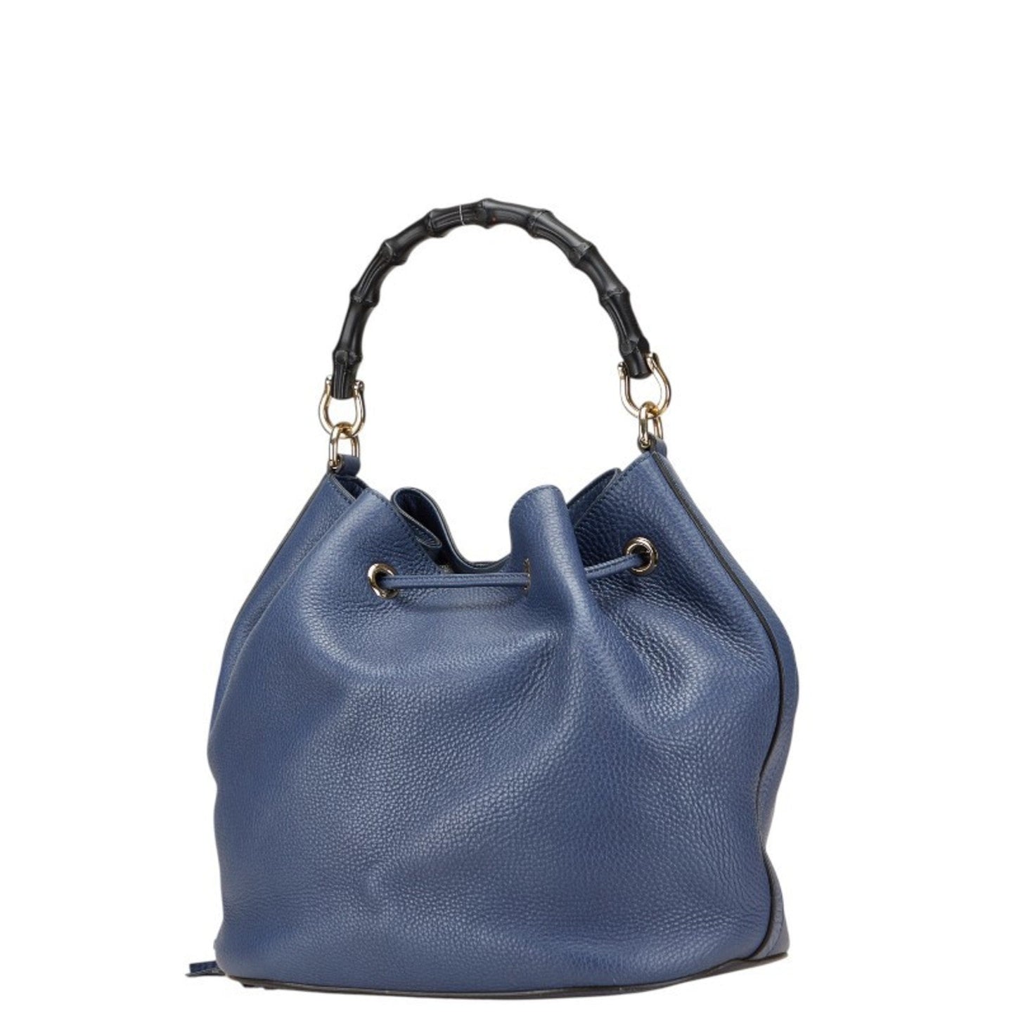 Gucci Bamboo Navy Leather Handbag Shoulder Bag ( )