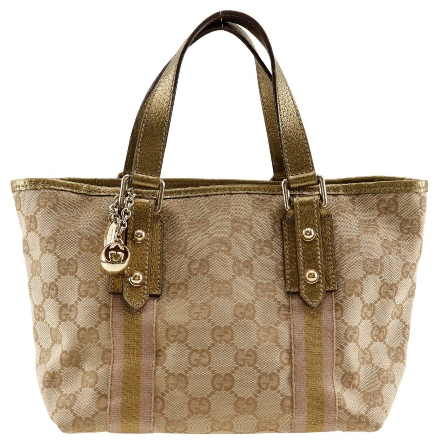 Gucci Brown Gg Canvas Leather Handbag ( )