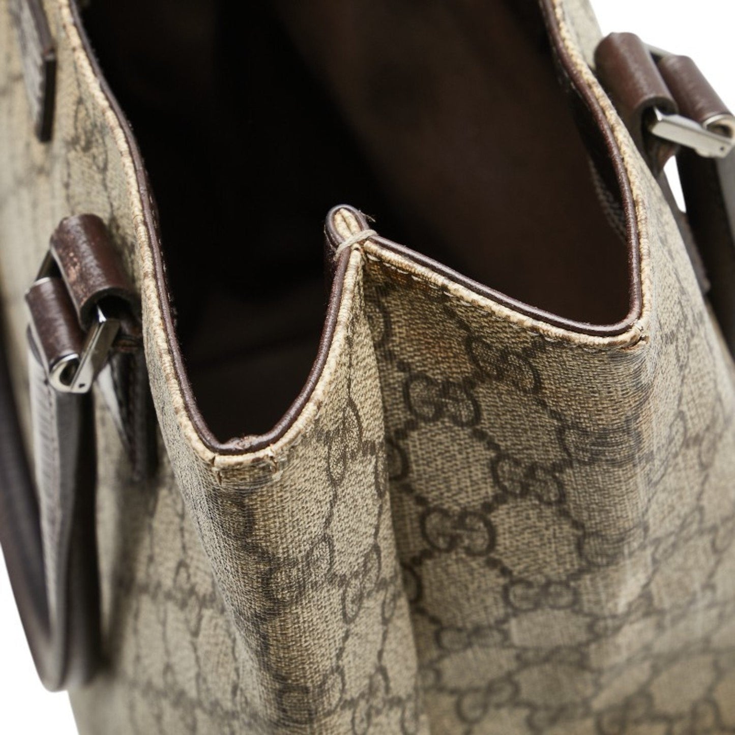 Gucci Beige Brown Pvc Leather Tote Bag ( )