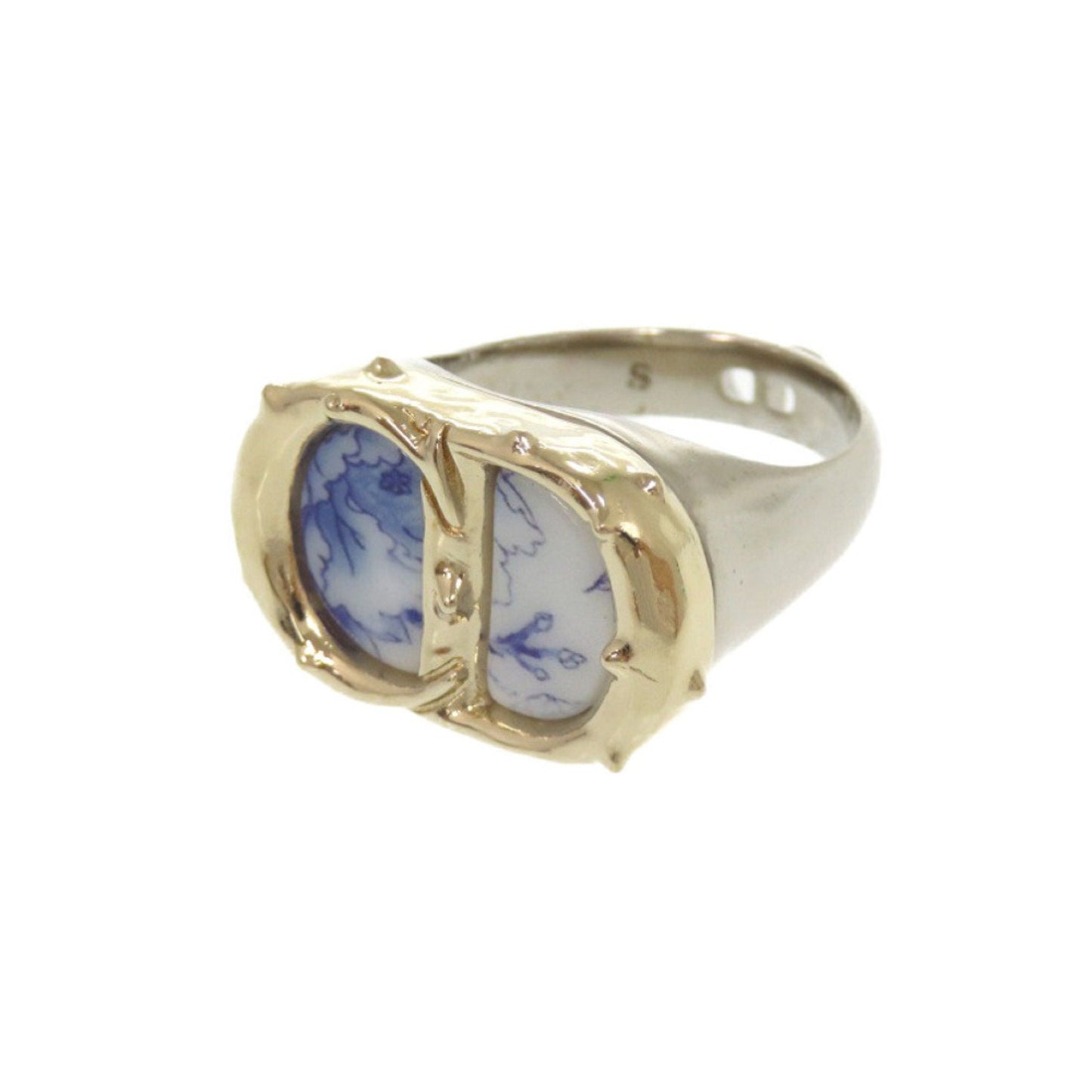 Christian Dior Gold Silver Blue Metal Band Ring ()