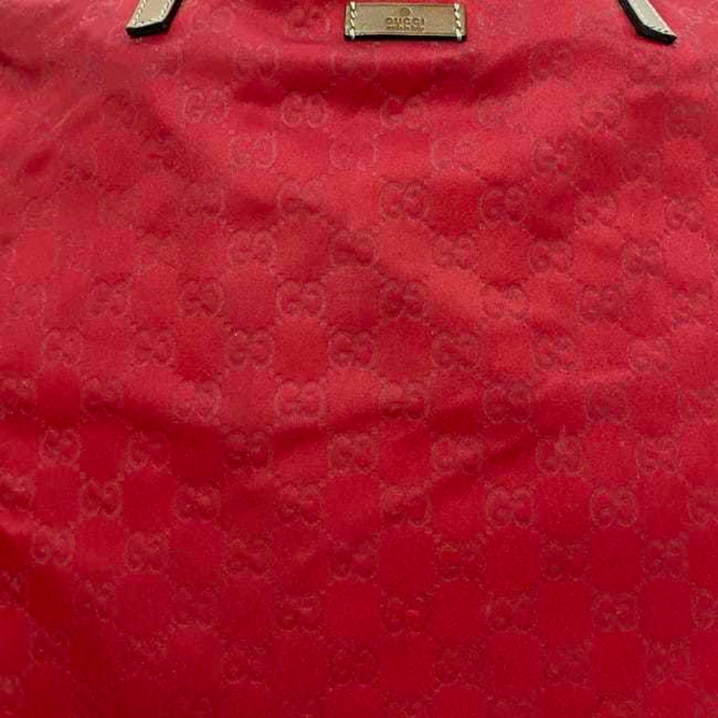 Gucci Red Color Nylon Leather Tote Bag ( )