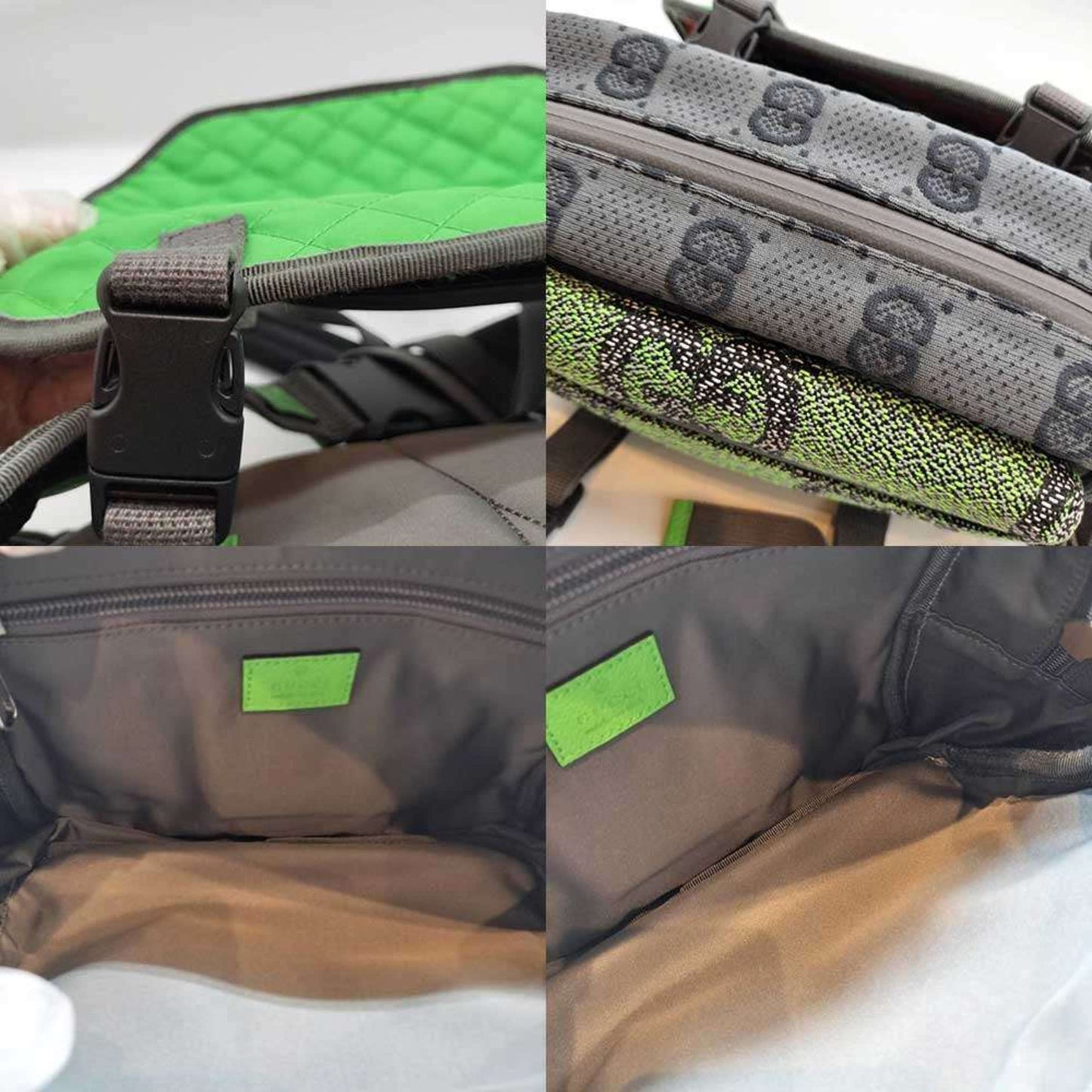 Gucci Gray Green Red Color Nylon Backpack Fanny Pack ( )