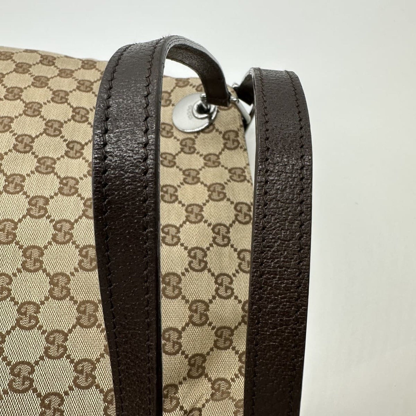 Gucci Gg Canvas Beige Gg Canvas Leather Shoulder Bag Tote Bag ( )