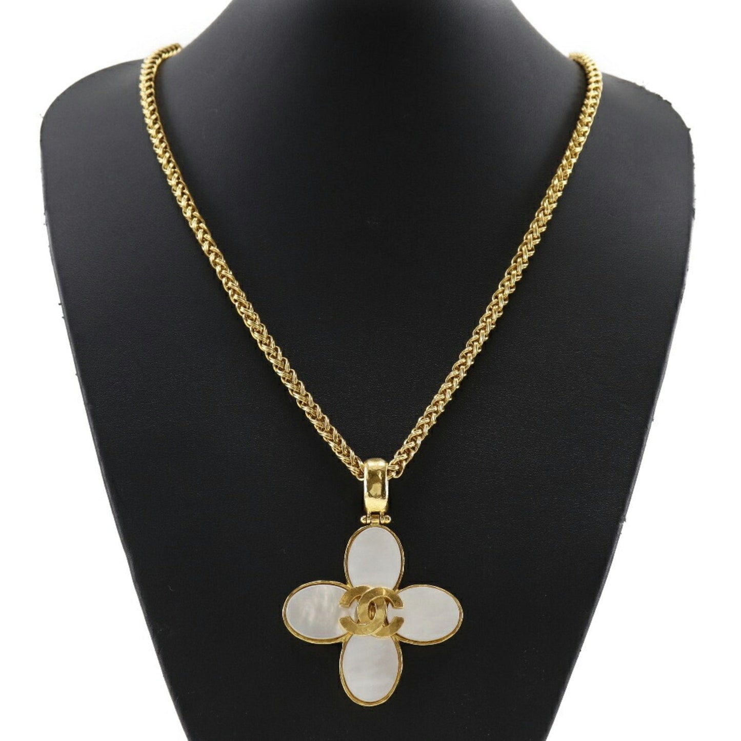 Chanel Coco Mark Necklace Flower   Gold Plated x Shell France Year 1995 95A COCO Ladies