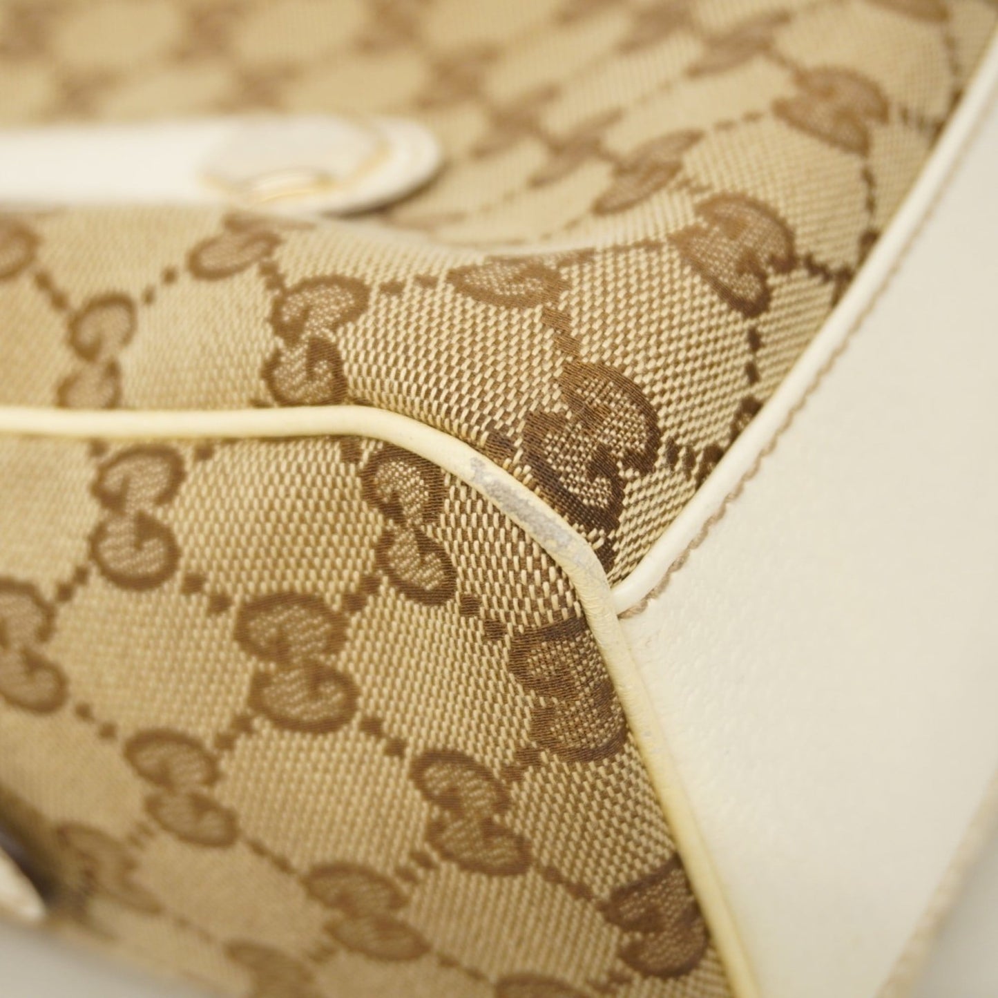 Gucci Beige Brown Canvas Handbag ( )