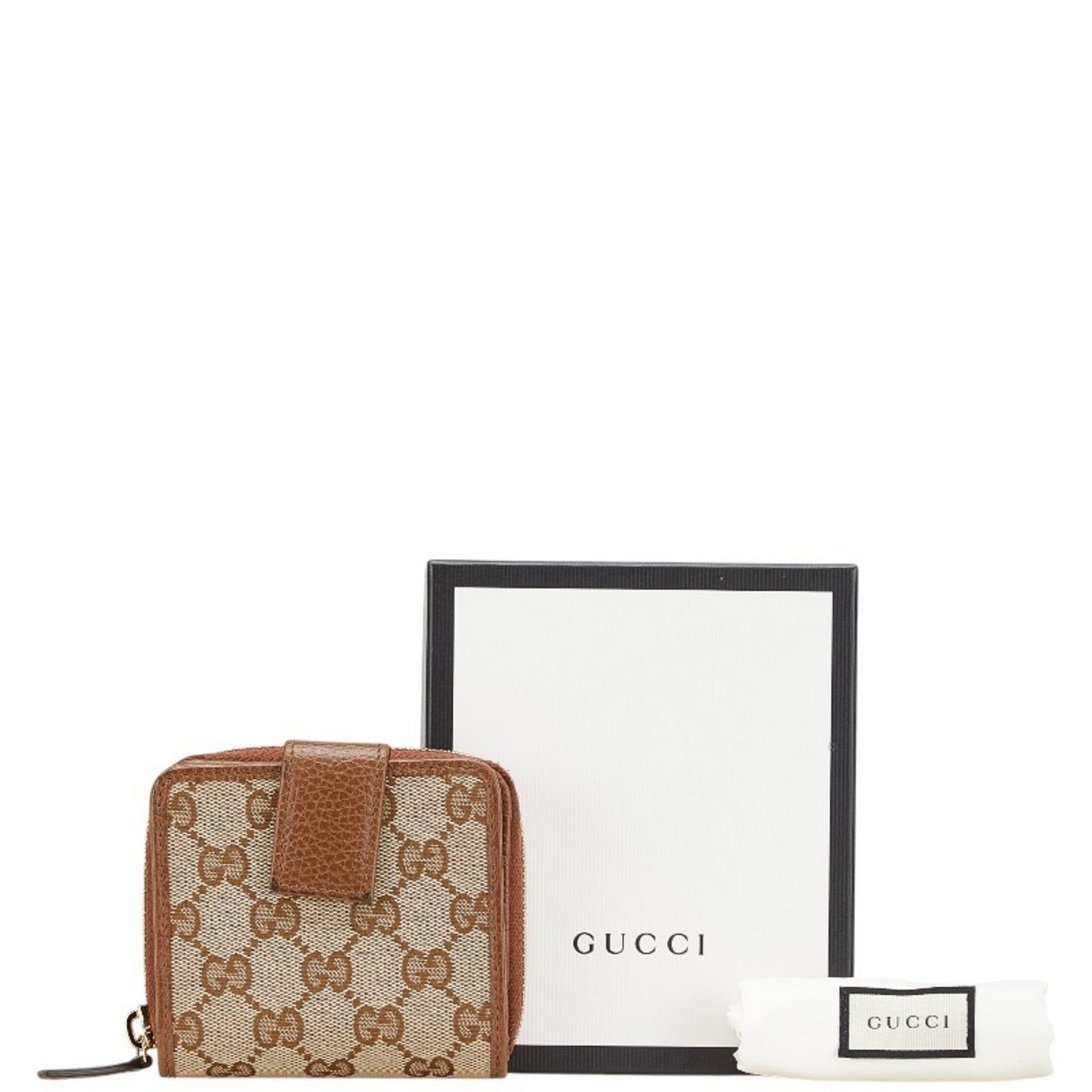 Gucci Beige Brown Canvas Leather Wallet (Bi-Fold) ( )
