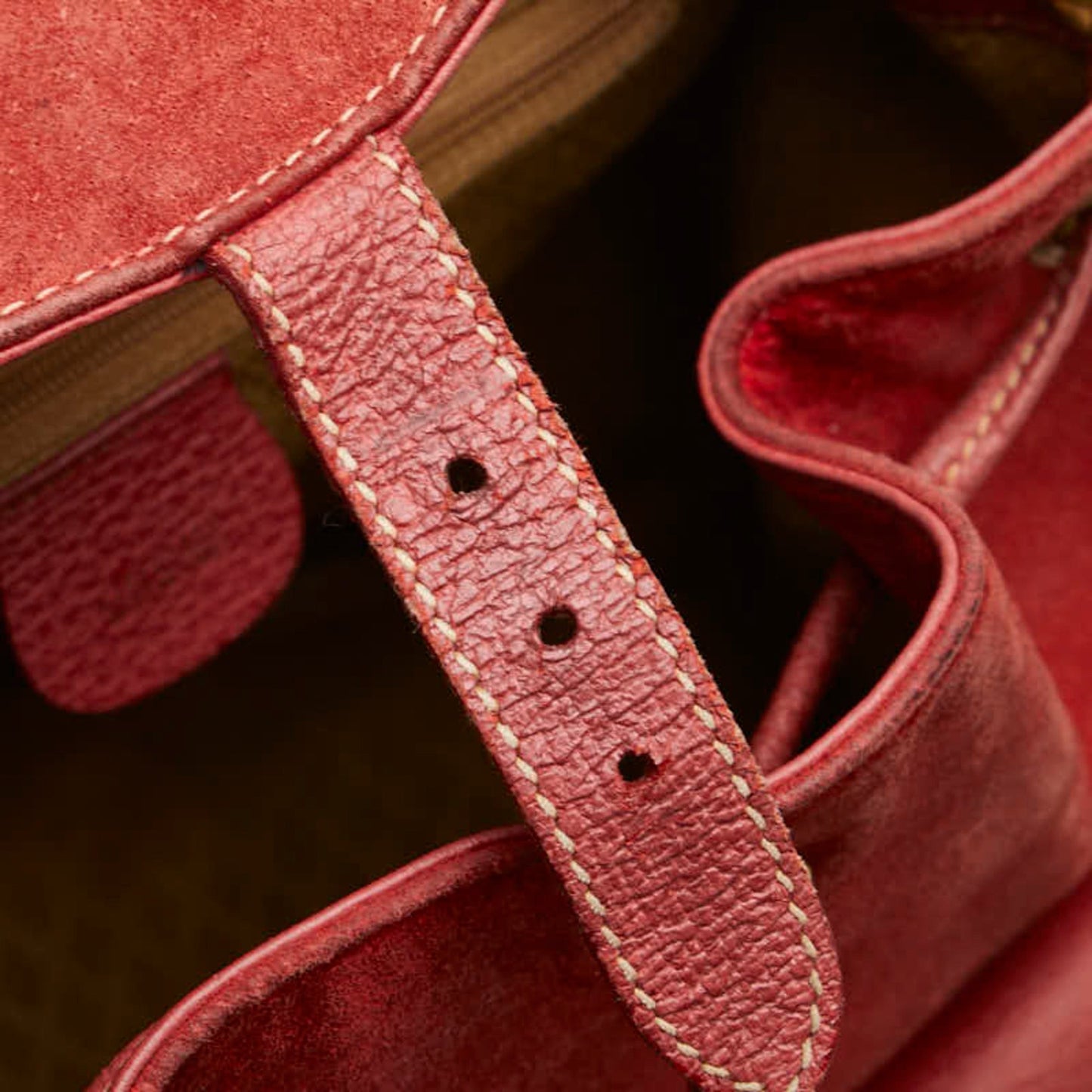 Gucci Red Brown Bamboo Leather Backpack ( )
