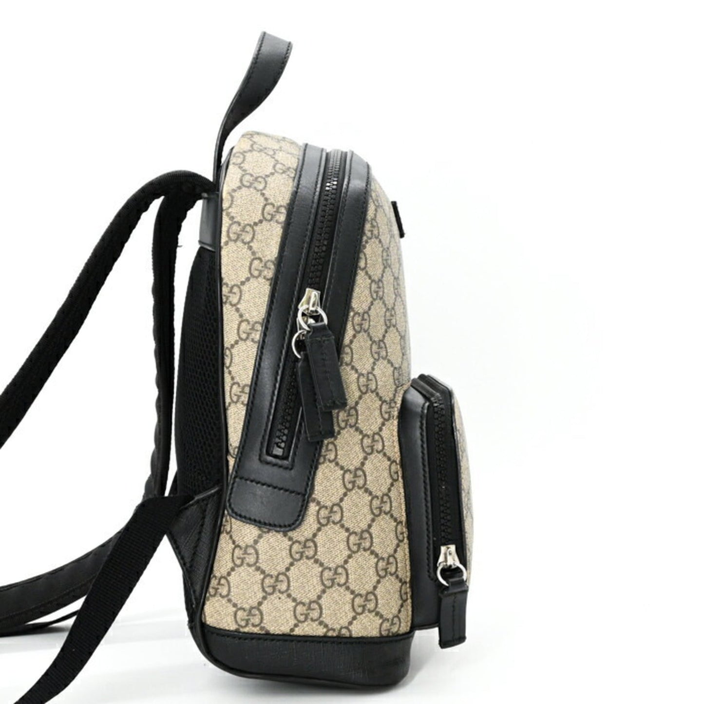 Gucci Beige Black Gg Supreme Leather Backpack ( )