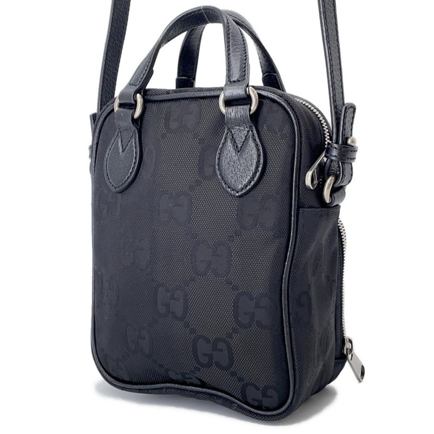 Gucci Black Nylon Leather Handbag Shoulder Bag ( )