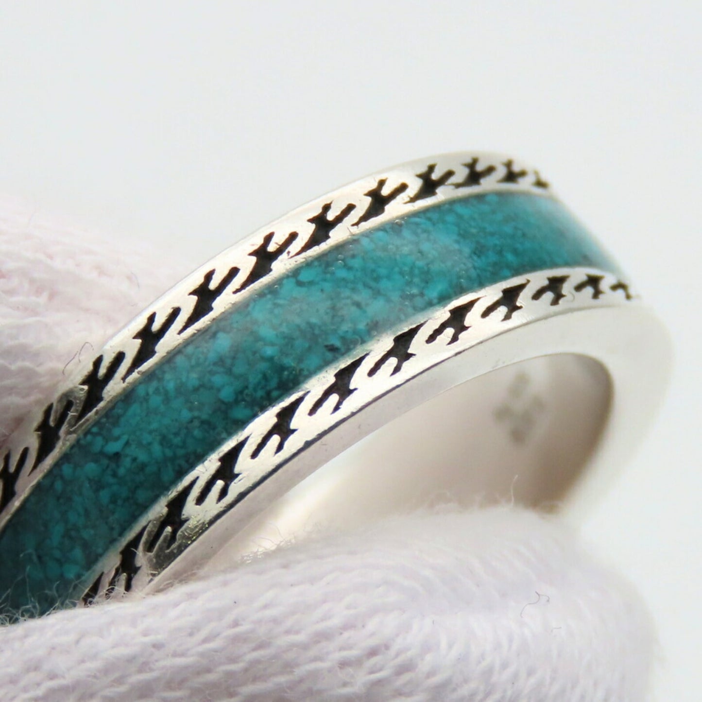 Gucci Silver Turquoise Enamel Silver 925 Band Ring ( )