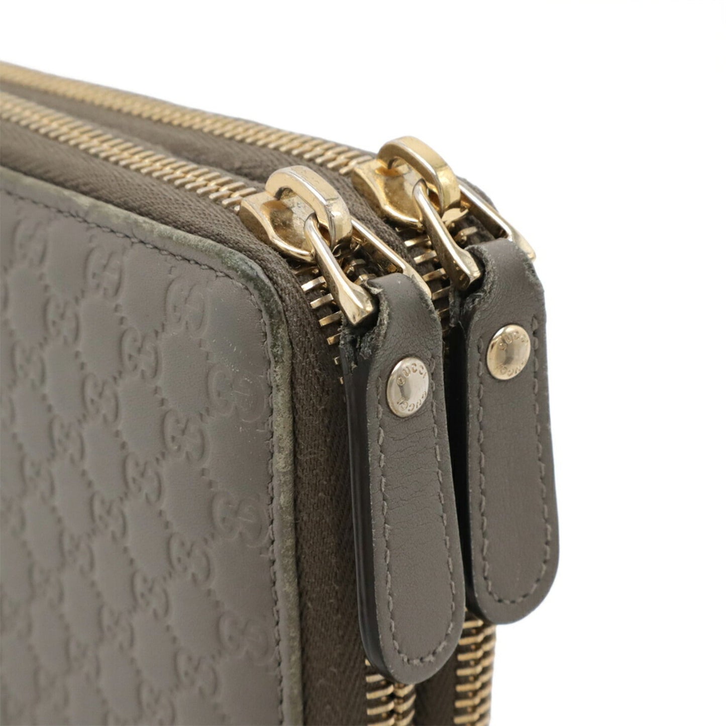 Gucci Gray Micro Gg Leather Long Wallet (Bi-Fold) ( )