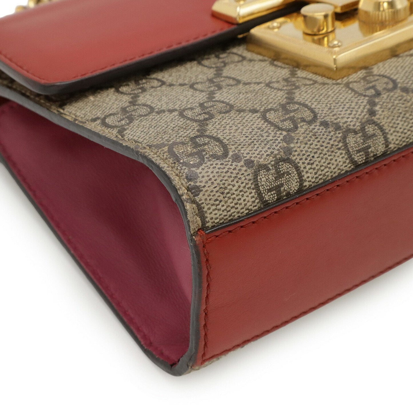 Gucci Beige Pink Red Color Gg Supreme Leather Shoulder Bag ( )