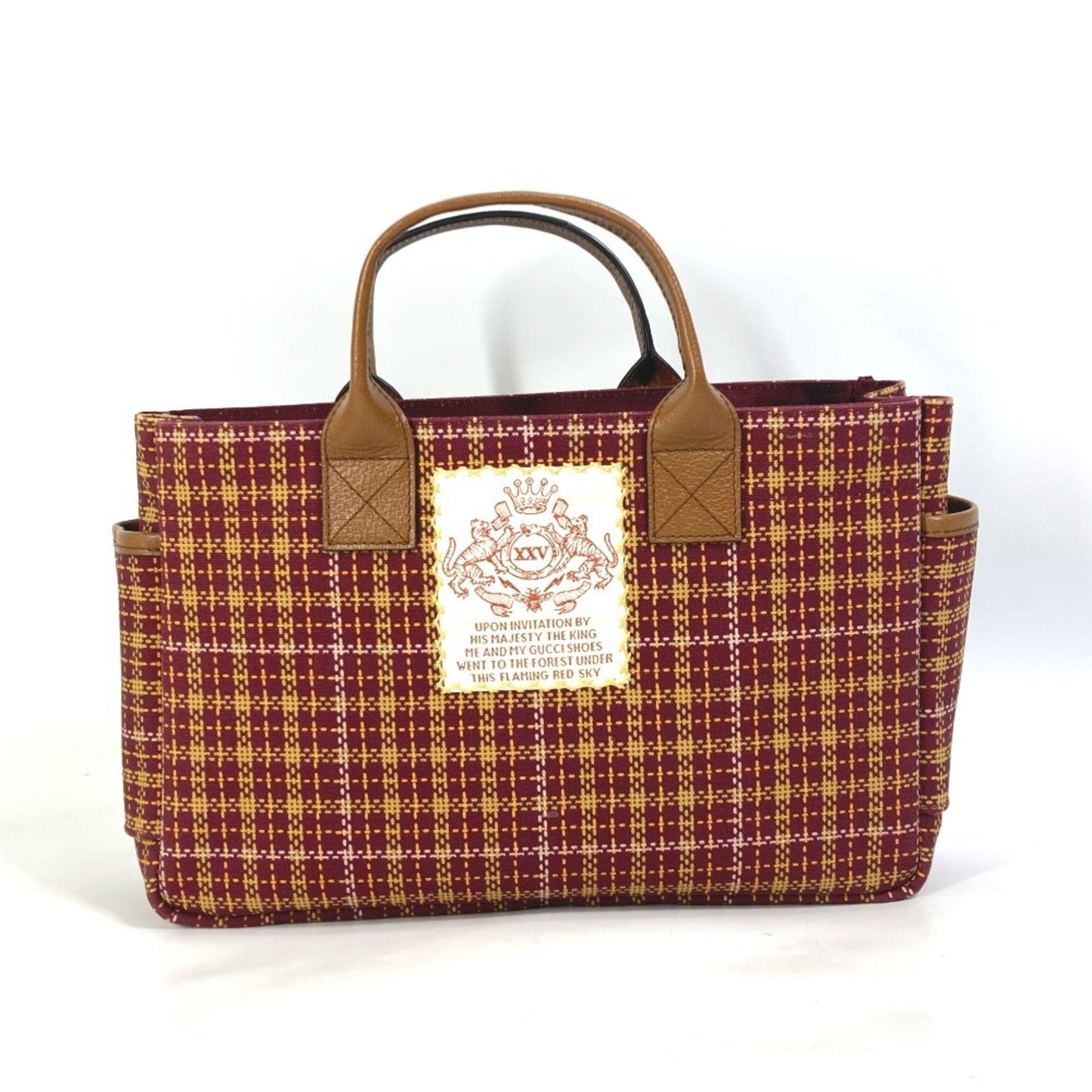 Gucci Bordeaux Brown Canvas Leather Handbag Tote Bag ( )