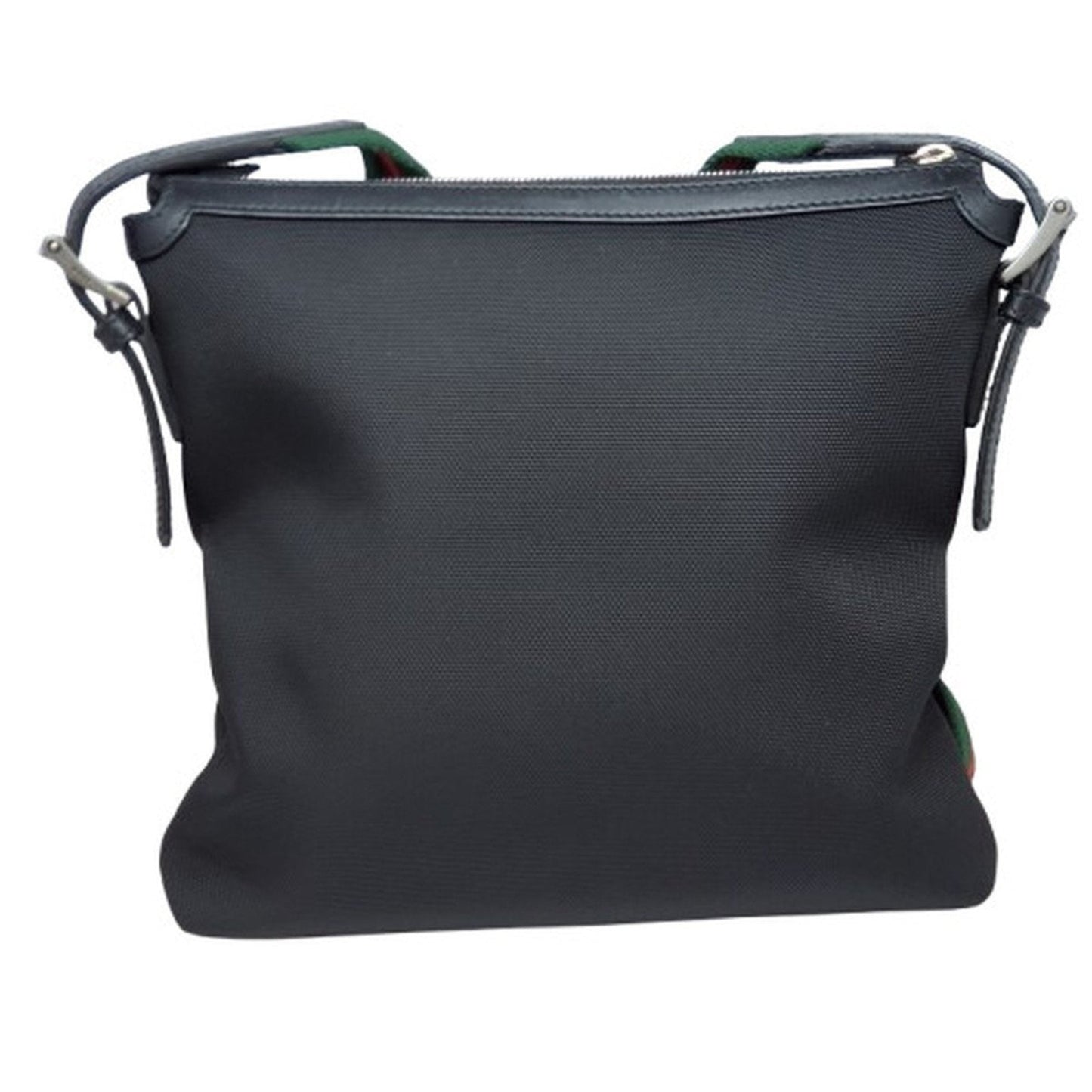 Gucci Sherry Line Black Canvas Leather Shoulder Bag ( )