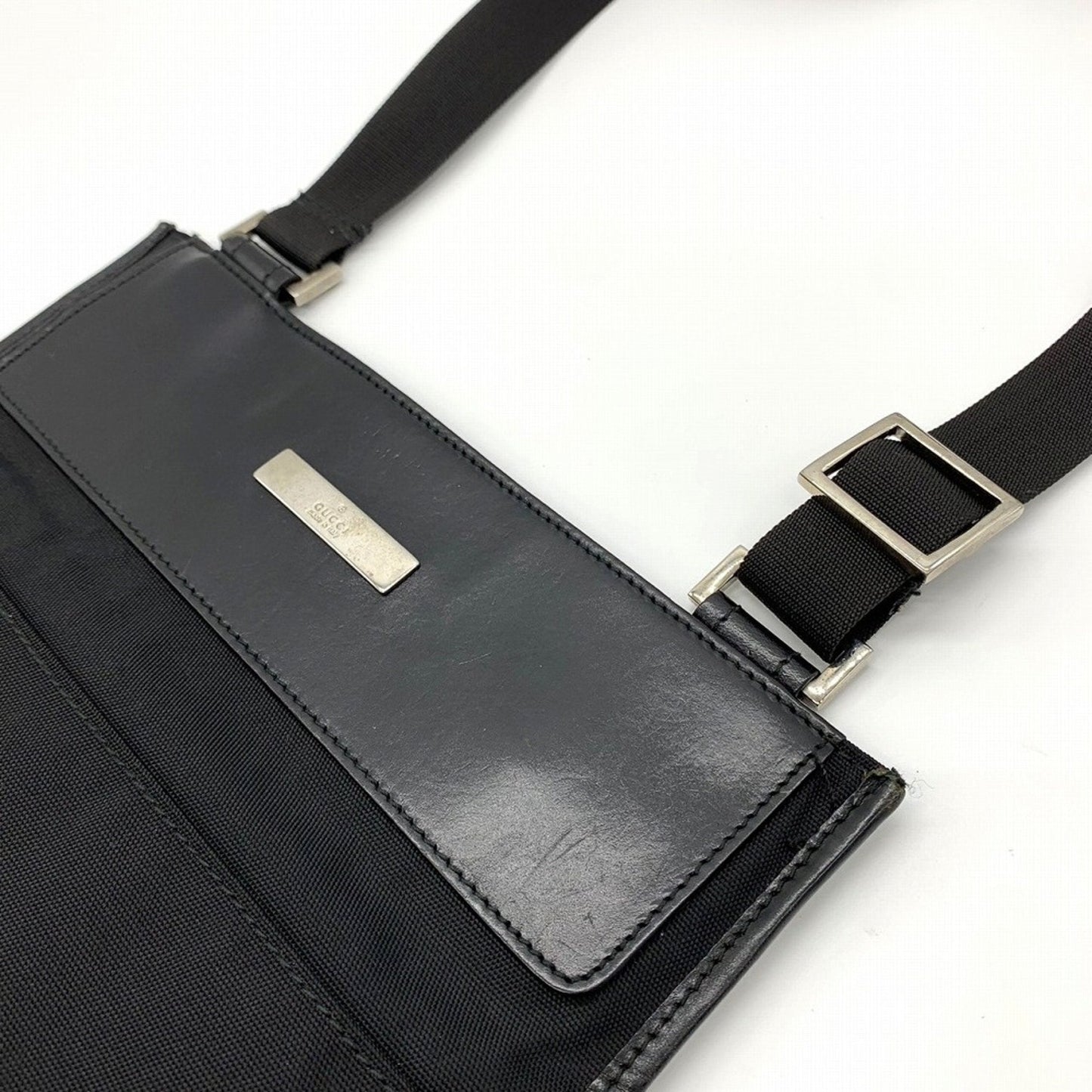 Gucci Black Nylon Leather Shoulder Bag Sling Bag