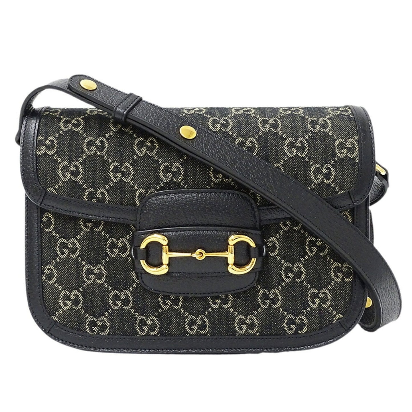 Gucci Horsebit Black Denim Shoulder Bag ( )