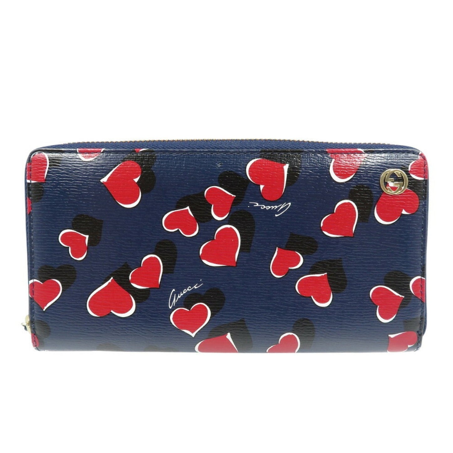 Gucci Black Navy Red Color Leather Long Wallet (Bi-Fold) ( )