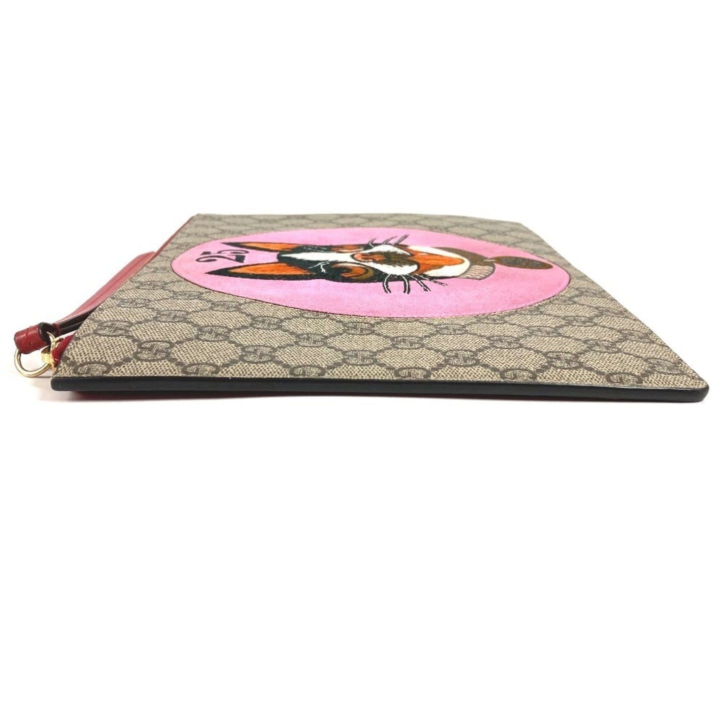 Gucci Beige Red Color Gg Supreme Clutch Bag ( )