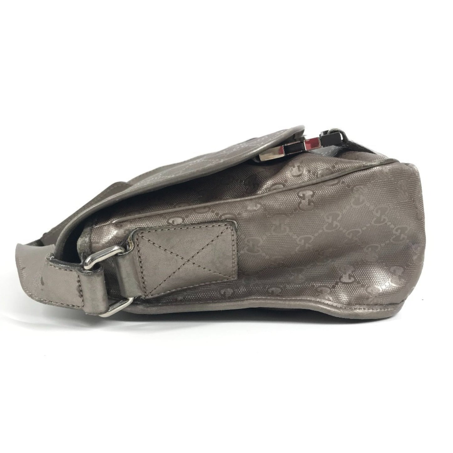 Gucci Metallic Gg Imprimé Leather Messenger Bag Shoulder Bag ( )