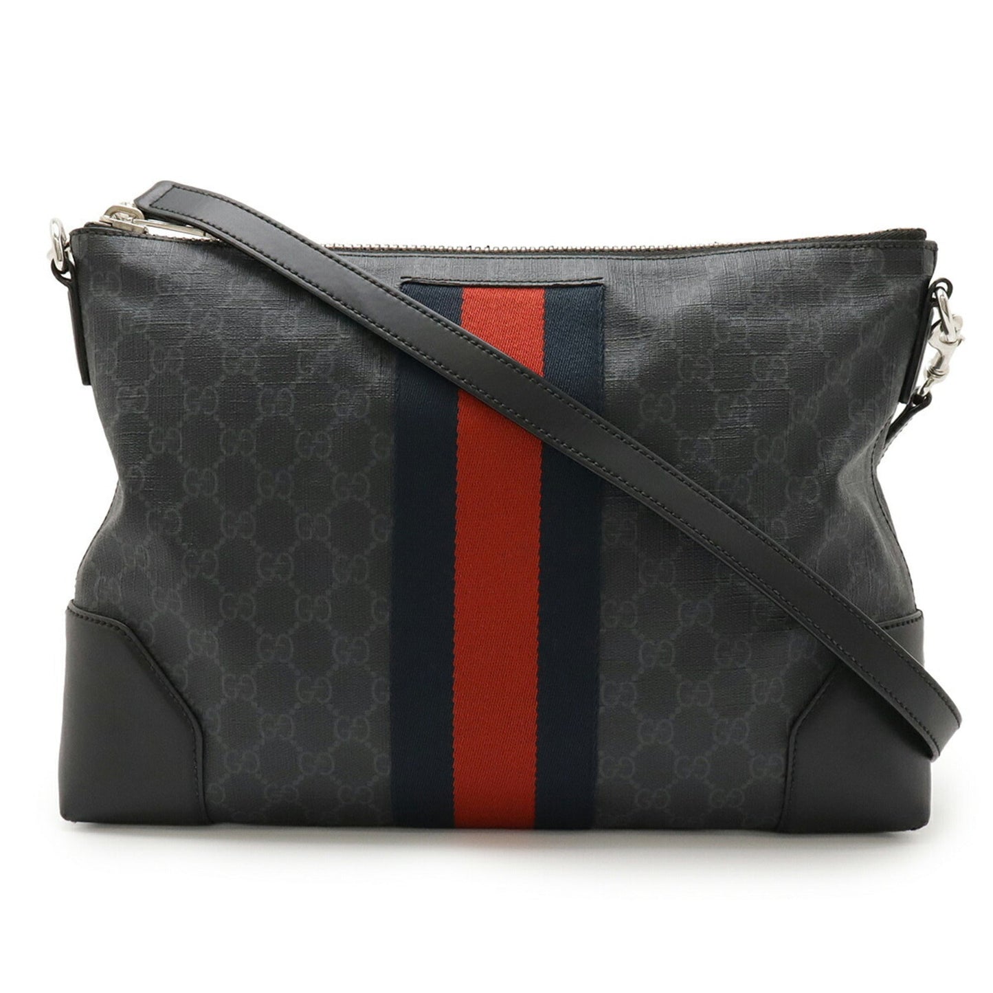 Gucci Black Gray Navy Red Color Gg Supreme Leather Clutch Bag Shoulder Bag ( )