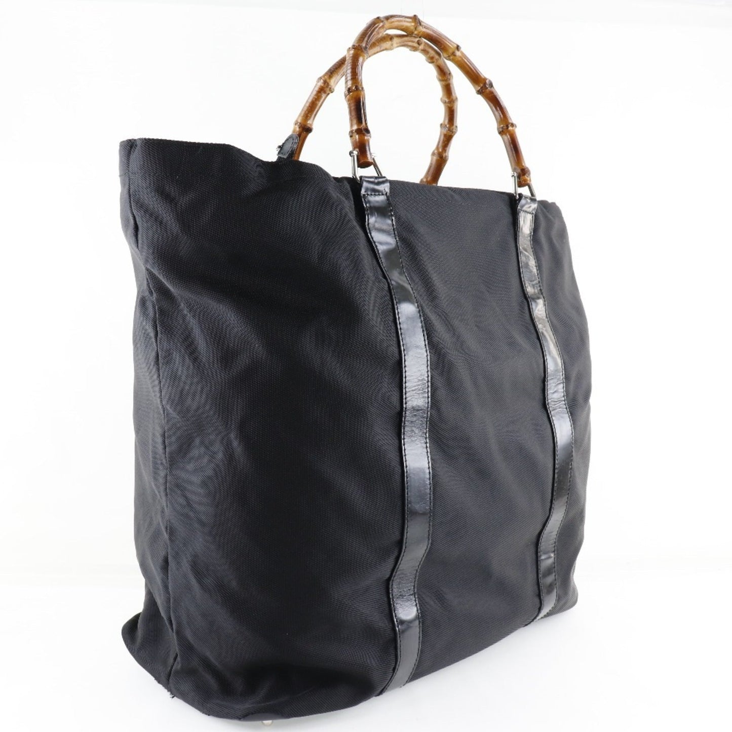 Gucci Black Brown Nylon Canvas Tote Bag ( )