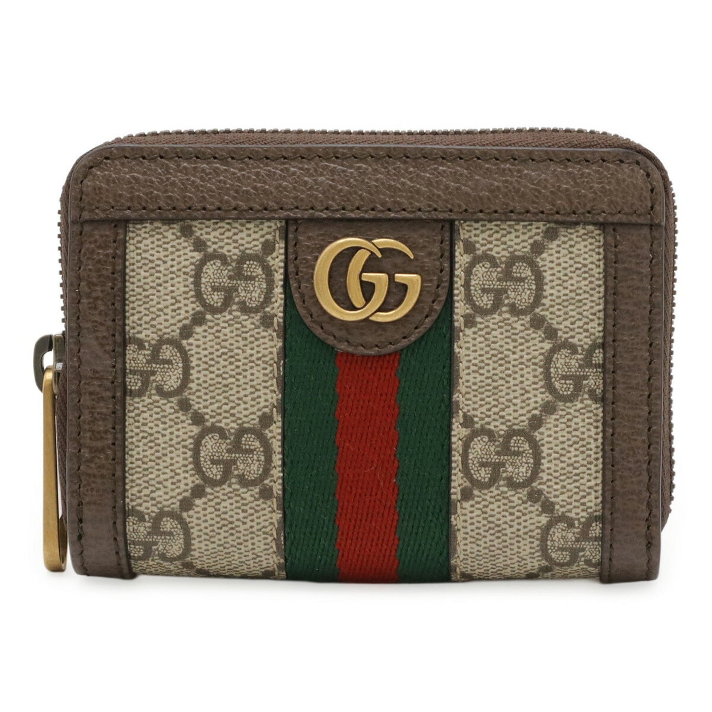 Gucci Beige Dark Brown Green Red Color Pvc Leather Chain/Shoulder Wallet ( )