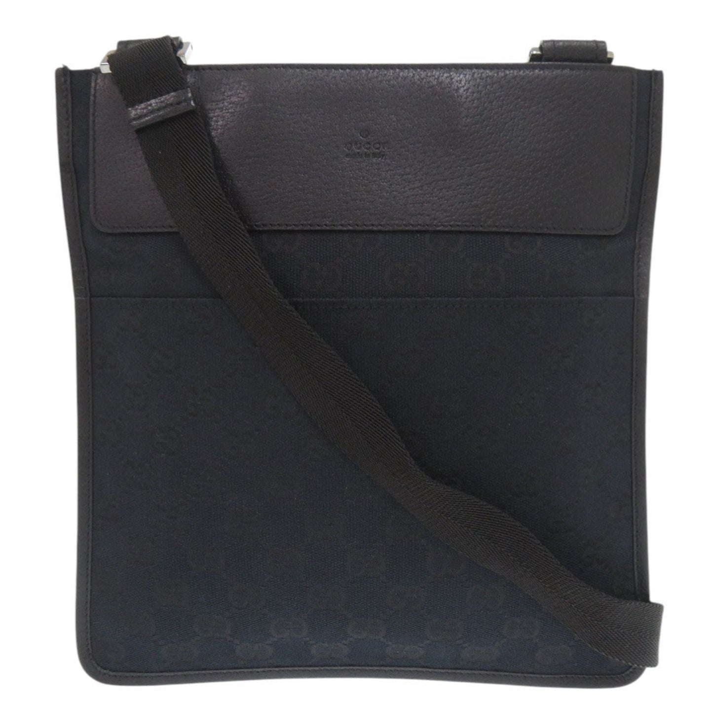 Gucci Black Gg Canvas Leather Shoulder Bag ( )