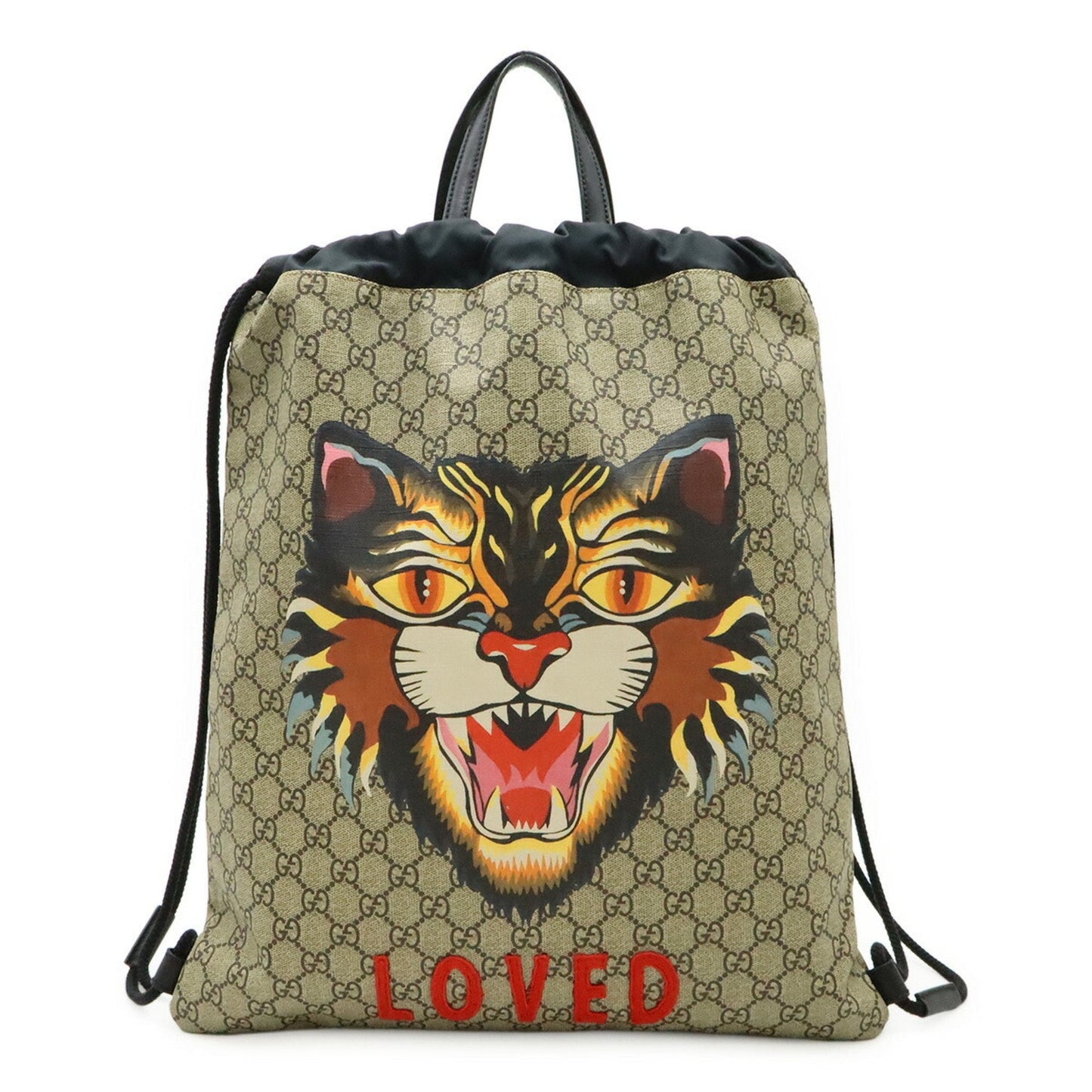 Gucci Beige Dark Brown Multi-Color Gg Supreme Leather/Webbing Backpack ( )