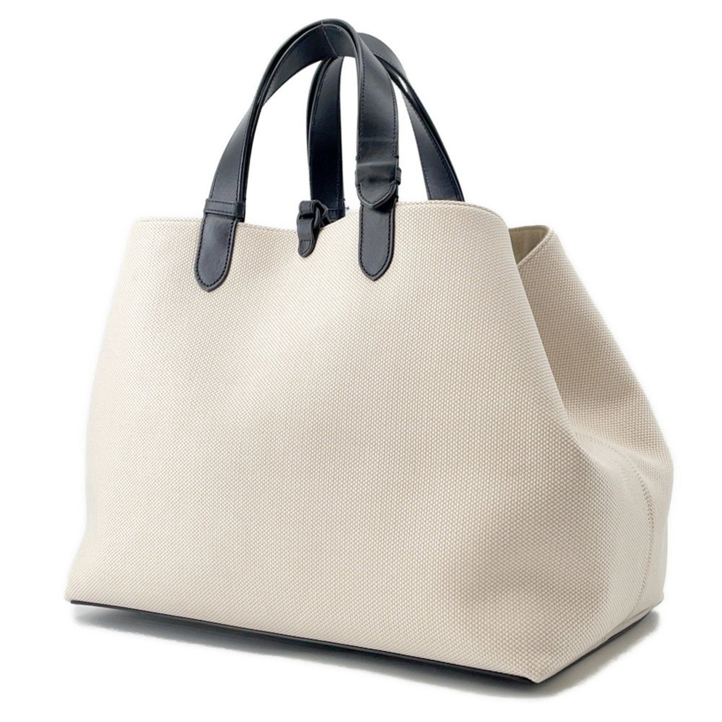 Christian Dior Black Ivory Canvas Leather Tote Bag ()