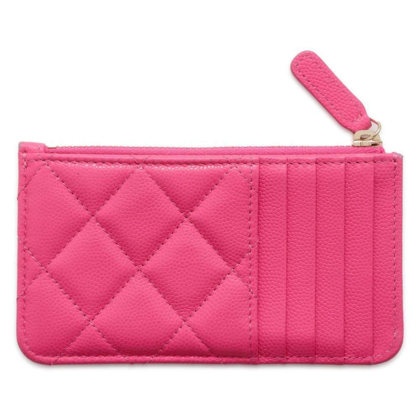 Chanel Business Card Holder/Card Case Matelasse Classic Zip Quilted Caviar Skin Coco Mark AP2570 CHANEL