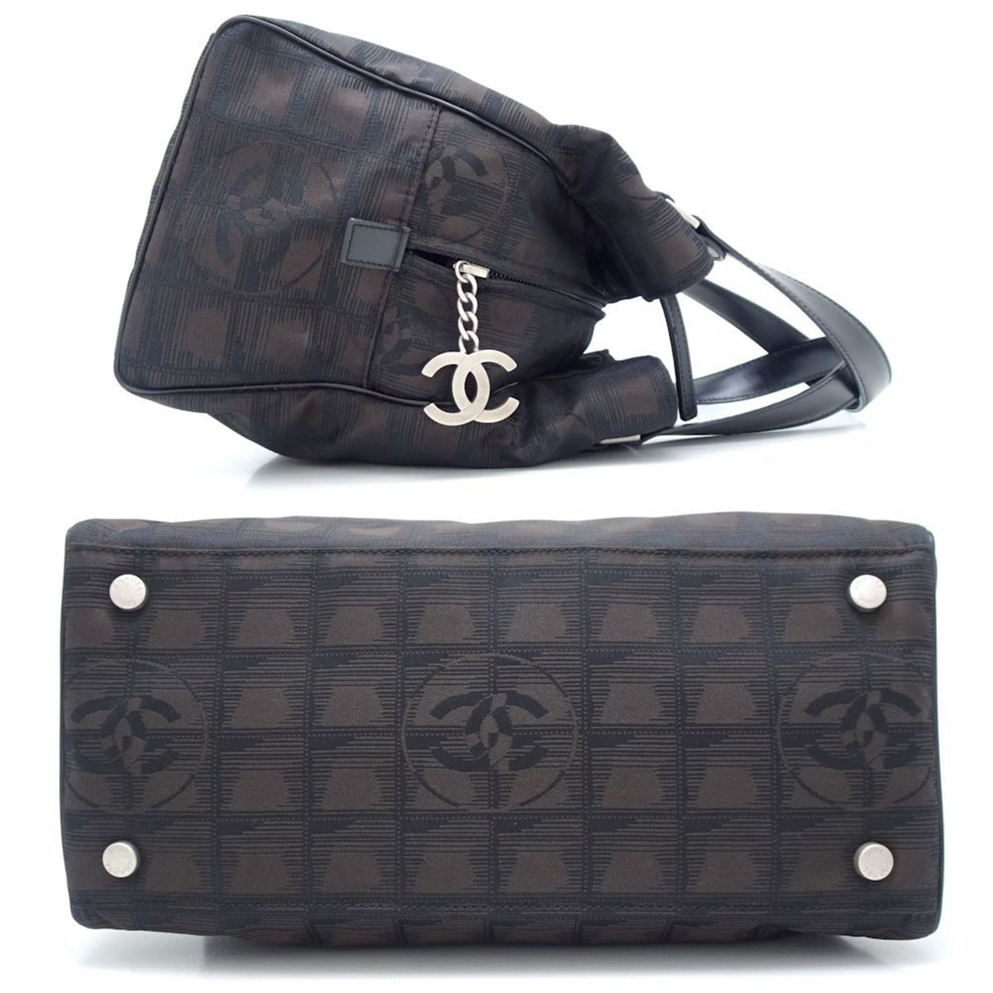 CHANEL A30916 New Travel Handbag Nylon Canvas x Leather Maroon 351446