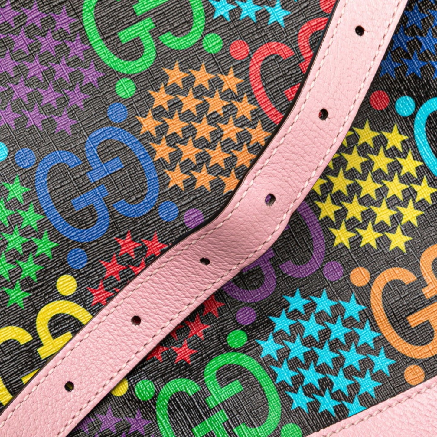Gucci Black Multi-Color Pink Pvc Leather Shoulder Bag ( )