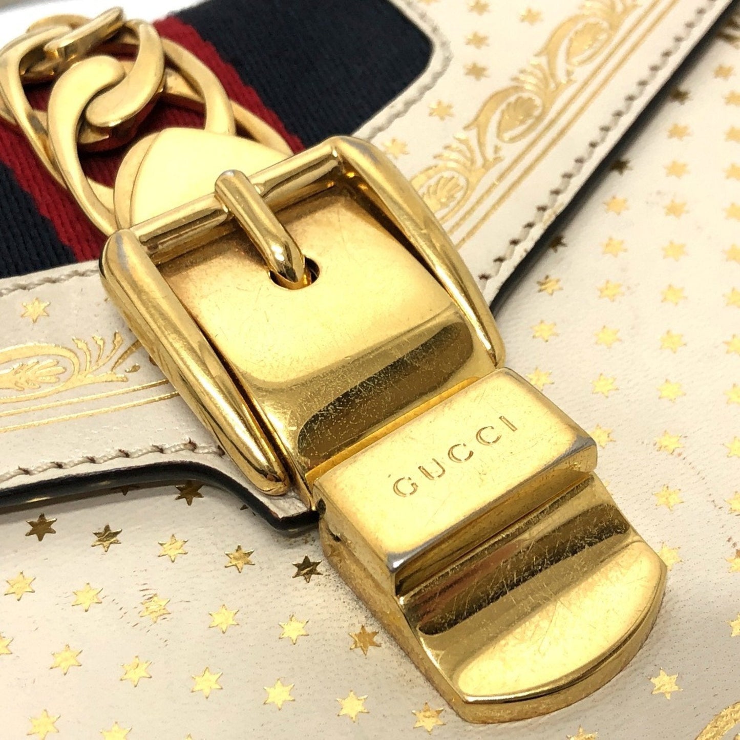 Gucci Blue White Leather Handbag Shoulder Bag ( )