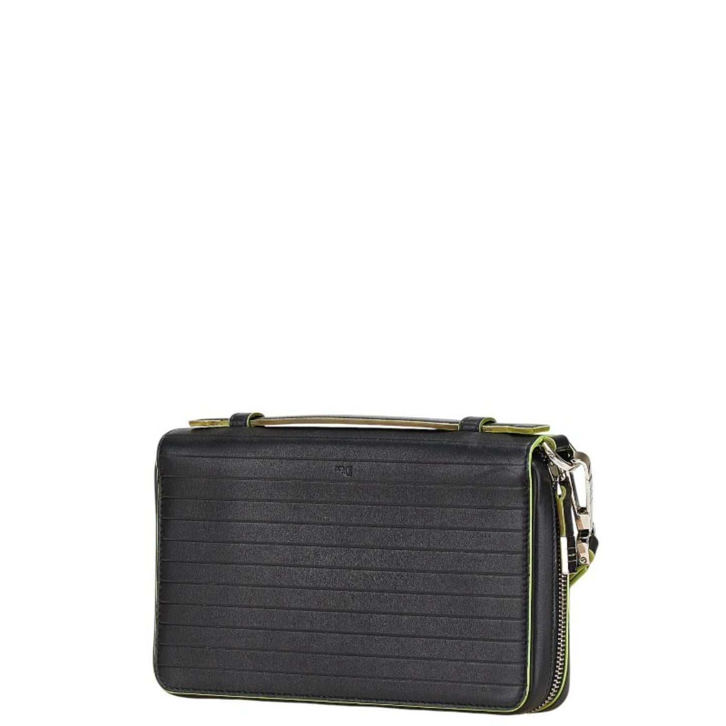 Christian Dior Black Light Green Leather Long Wallet (Bi-Fold) ()