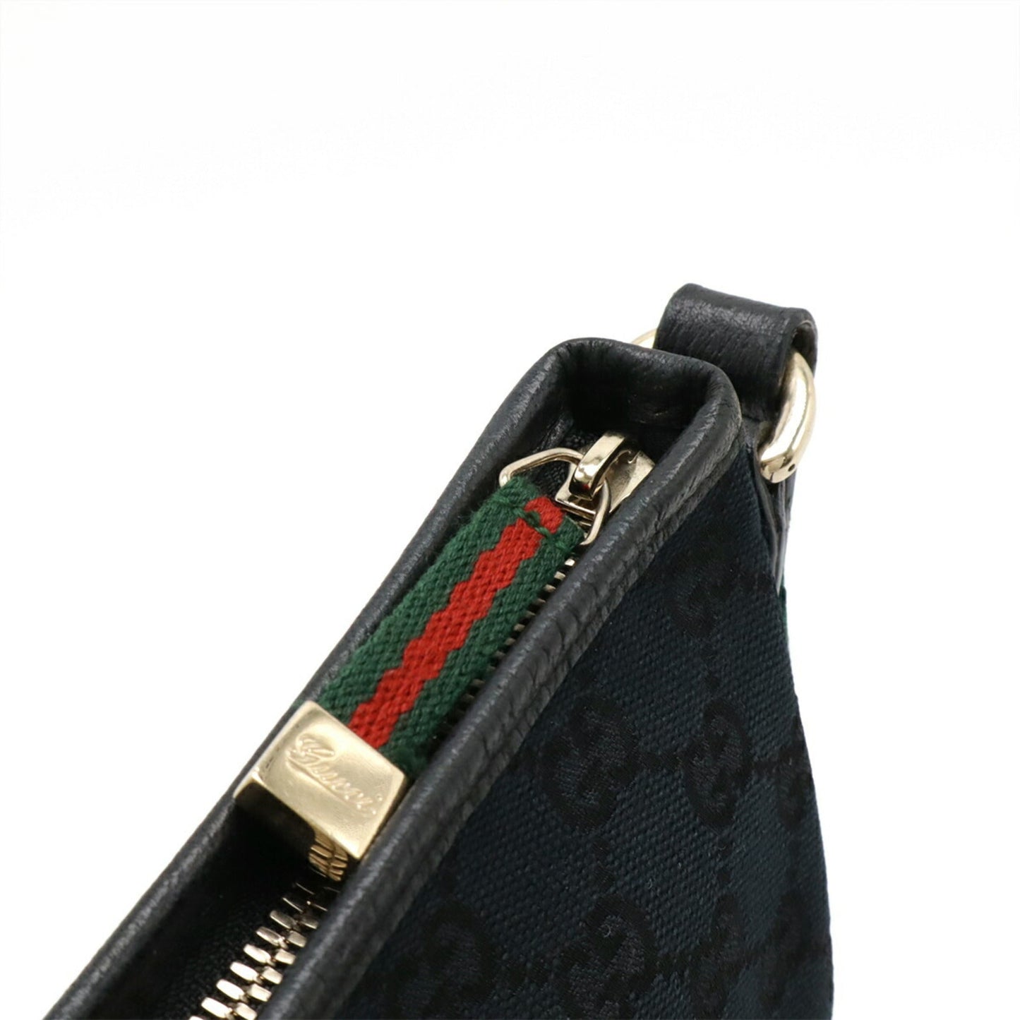 Gucci Black Green Red Color Gg Canvas Leather Shoulder Bag ( )