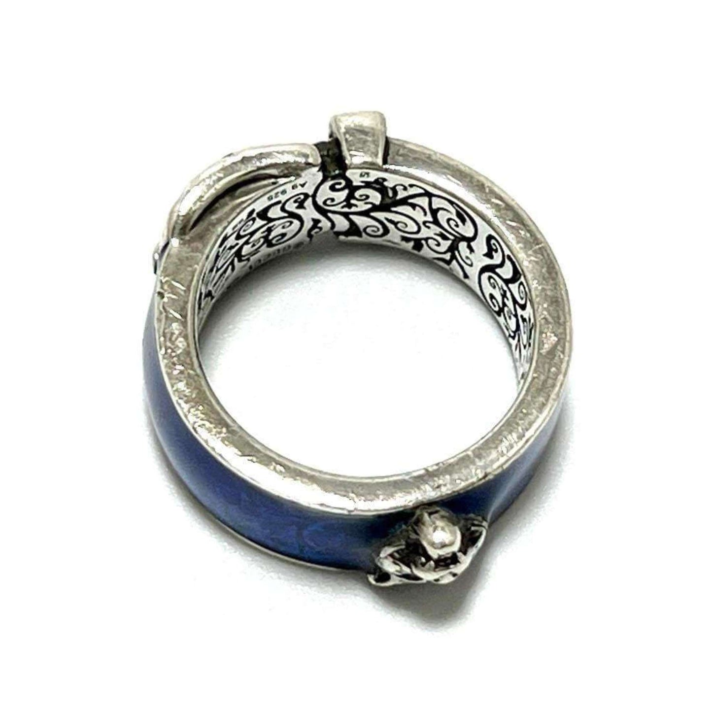 Gucci Blue Enamel Silver 925 Band Ring ( )