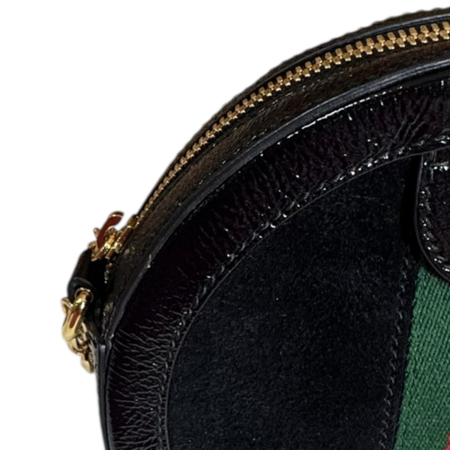 Gucci Black Patent Leather Suede Shoulder Bag ( )