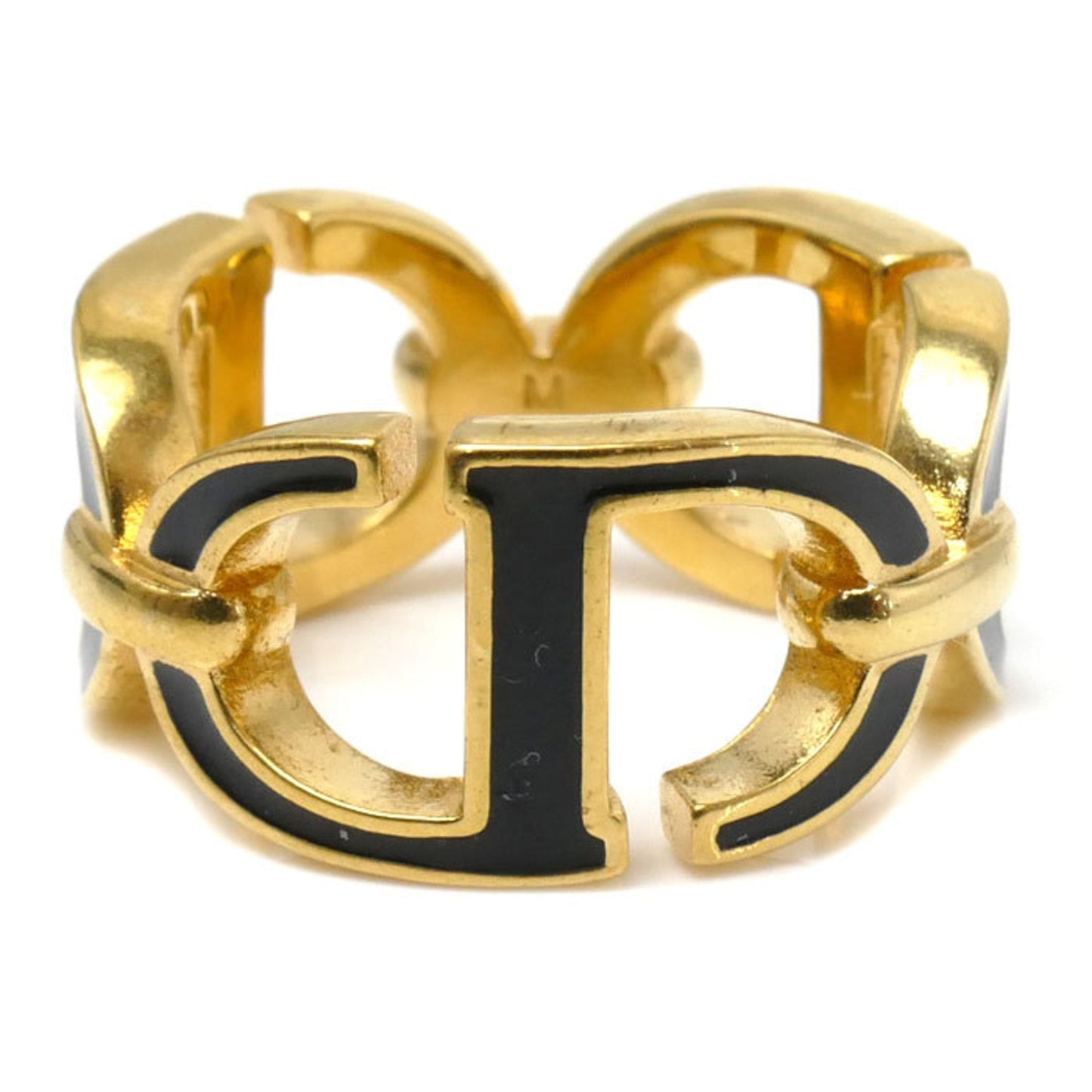 Christian Dior Gold Black Lacquer Metal Band Ring ()